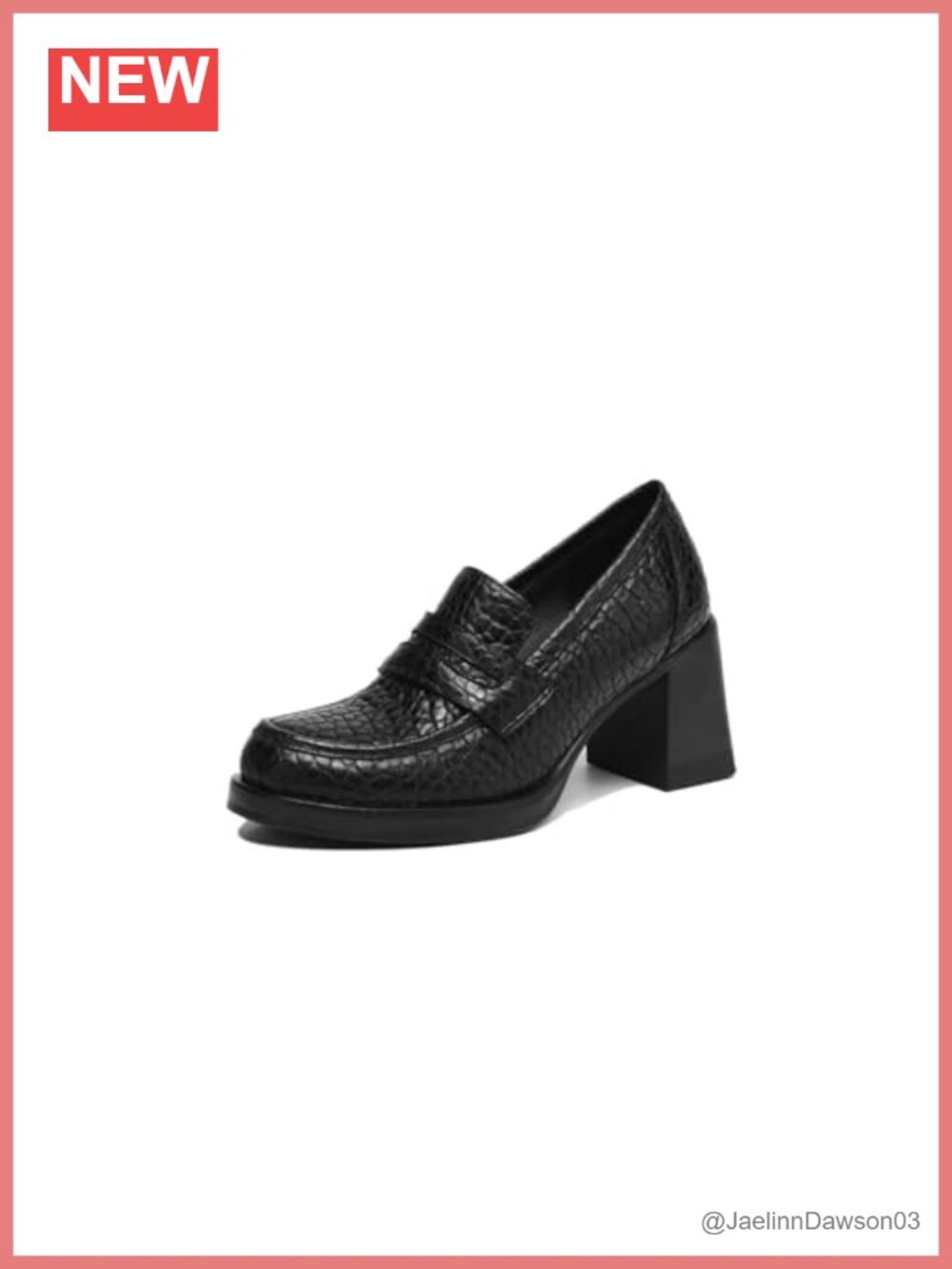 Women's Leather Penny Loafers Block Heel Handmade Round Toe Slip On Pumps